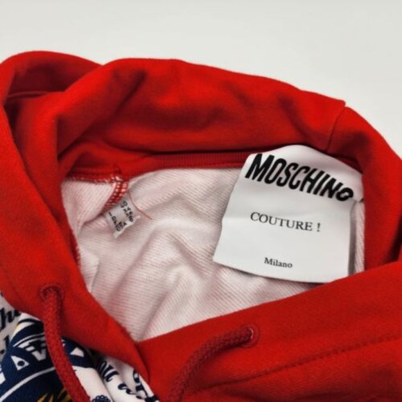 Moschino Budweiser Print Cotton Hooded Sweatshirt | Red | NEW US 6 - Picture 4 of 5